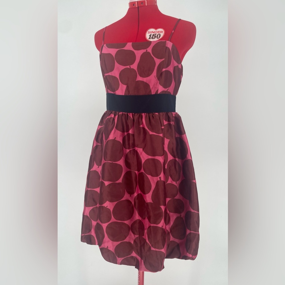 Y2K Juicy Couture Apple / Pear Polkadot Pink & Brown Bubble Hem Mini Dress
